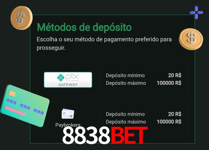 O cassino 8838bet oferece uma grande variedade de métodos de pagamento